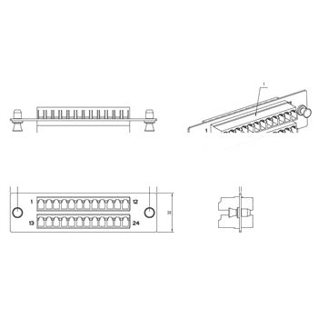 Панель для FO-19B* с 24 LC адаптерами 24 волокна одномод OS1/OS2 120*32 мм адаптеры а синий blue