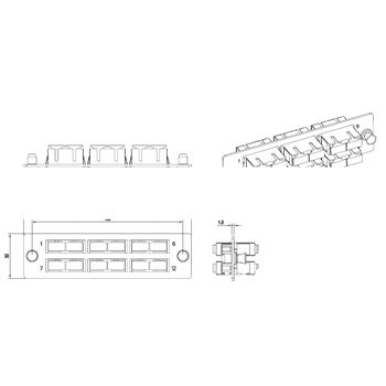 Панель для FO-19B* с 6 SC duple* адаптерами 12 волокон одномод 120*32 мм адаптеры а синий blue