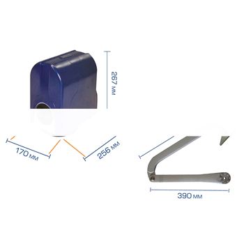 Привод д. распашных ворот рычажного типа средней интенсивности створка до 25 метров 24В встроенный блок управления.