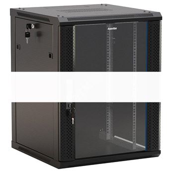 Шкаф настенный 19-дюймовый 12U 650x600х450мм стеклянная дверь с перфорацией по бокам ручка с замком с возможностью установки