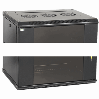 Шкаф настенный 19 LINEA W 12U 600x600мм стеклянная дверь RAL9005