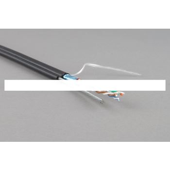 Витая пара экранированная F/UTP категория 5e 4 пары (24 AWG) одножильный (solid) с металлическим тросом внешний черный (500м