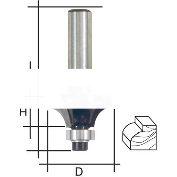 Фреза кромочная профильная c нижним подшипником, DxHxL = 25 х 11 х 51 мм