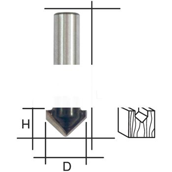 Фреза пазовая V-образная, DxHxL = 12 х 12 х 42 мм