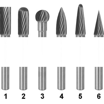 Шарошка карбидная по металлу Профи 6мм конусообразные с шарообразным наконечником