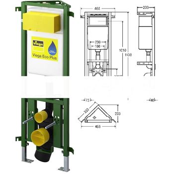 Инсталляция Eco Plus 1130 мм угловая для подвесного унитаза модель 81412