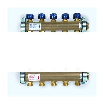 Коллекторная группа HKV для теплого пола ЛАТУНЬ без расходомера с концевой группой 1 5 вых.