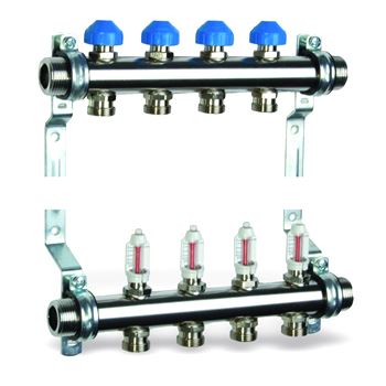 Коллекторная группа HKV2013A-50-1 0-6 VA08 для теплого пола НЕРЖ с расходомером 1 8 вых.