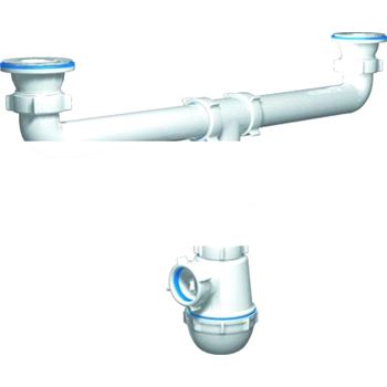 Сифон для мойки АНИ Грот 1 1/2 x 40 двойной с отводом для стиральной машины (A3500)