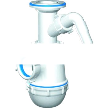 Сифон для мойки АНИ Грот 1 1/2 x 40 литой выпуск с отводом для стиральной машины (A2000)