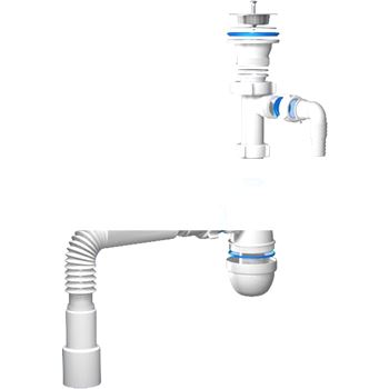 Сифон для умывальника АНИ 1 1/2 x 40 с отводом для стиральноймашины с гибкой трубой 40х40/50 (C0315)