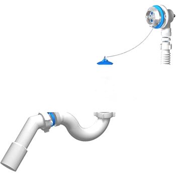 Сифон для ванны АНИ 1 1/2 с выпуском и переливом с переходной трубой 45 40х50 (E151)