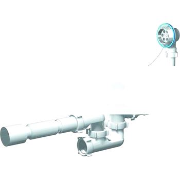 Сифон для ванны АНИ 1 1/2 x 40 с выпуском и переливом с гибкой трубой 40х50 (E255)