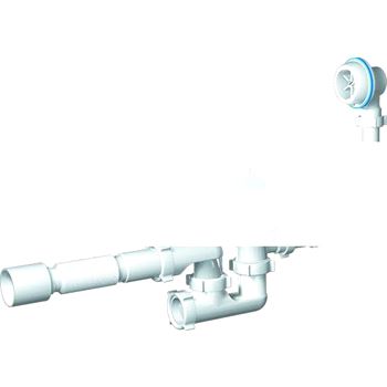 Сифон для ванны АНИ Варяг 1 1/2 х 40 регулируемый пластмассовый выпуск с гибкой трубой 40х50 (C6255)