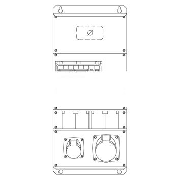 Бокс M32/1 CTFLс розеткамии фланцами в сборе металл IP44 (M32/1 CTFL)