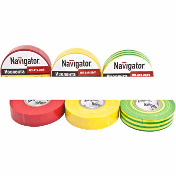 Изолента ПВХ желтая 19мм 20м Navigator NIT-A19-20/Y (71112)
