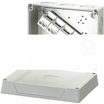 Коробка клеммная 5 положений до 25/35мм2 160х200х98 IP66 серая стойкая к УФ (KF 9255)