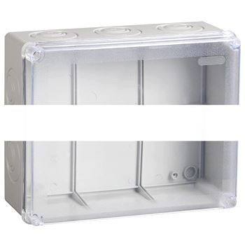 Коробка КМ41278 распаячная для открытой проводки 240х195х165мм IP55 (RAL7035 прозрачный красный кабельные вводы 5 шт)