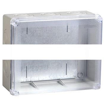 Коробка КМ41346 распаячная для открытой проводки 240х195х90мм IP55 (RAL7035 монтажная плата кабельные вводы 5 шт)