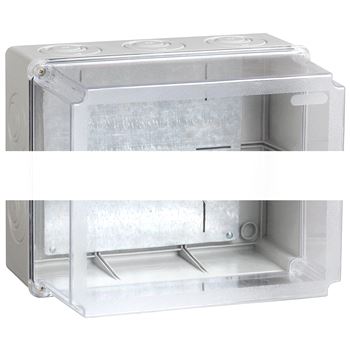 Коробка КМ41348 распаячная для открытой проводки 240х195х165мм IP55 (RAL7035 монтажная плата кабельные вводы 5 шт)