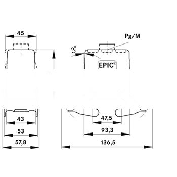 Корпус промышленного соединителя EPIC H-B 16 TGBH 21 ZW
