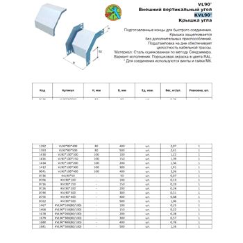 KVLPD90*100*200 Крышка угола верт.внеш. с разворотом трассы на 90гр.