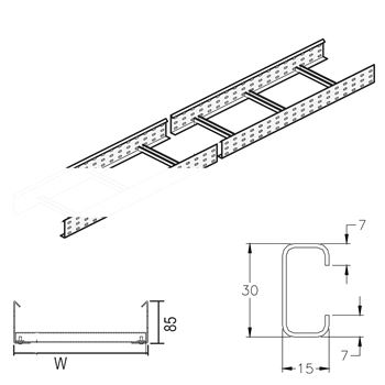Лоток лестн 300х85х3000мм KL