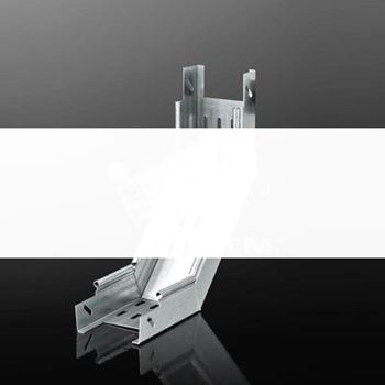 ЛУВПзоц200х200-90 S=0,7мм лоток угловой вертик. поворот вверх с кругл. замком облегчен. перф. оцинк.
