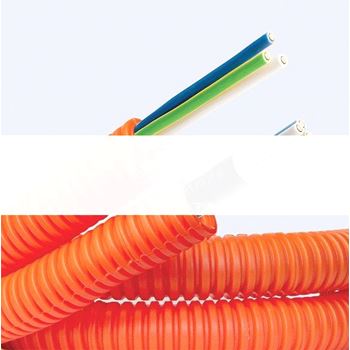 Труба ПНД гибкая гофрированная д.16мм с кабелем   ГОСТ+  ВВГнгLS 3х1.5(100м) оранжевая