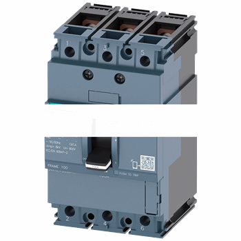 CIRCUIT BREAKER 3VA1 IEC FRAME 100 BREAKING CAPACITY CLASS B ICU=16KA @ 415 V 3-POLE, LINE PROTECTION TM210, FTFM, IN=100A O