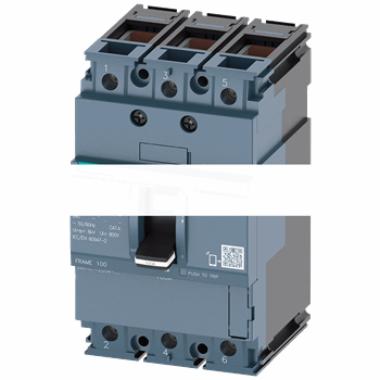 CIRCUIT BREAKER 3VA1 IEC FRAME 100 BREAKING CAPACITY CLASS N ICU=25KA @ 415 V 3-POLE, LINE PROTECTION TM210, FTFM, IN=20A OV