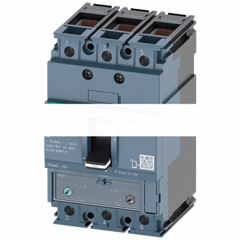 CIRCUIT BREAKER 3VA1 IEC FRAME 160 BREAKING CAPACITY CLASS M ICU=55KA @ 415 V 3-POLE, LINE PROTECTION TM240, ATAM, IN=125A O