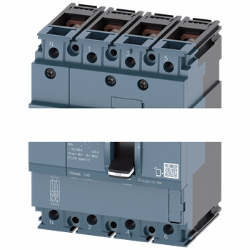 CIRCUIT BREAKER 3VA1 IEC FRAME 160 BREAKING CAPACITY CLASS S ICU=36KA @ 415 V 4-POLE, LINE PROTECTION TM210, FTFM, IN=125A O