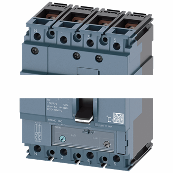 CIRCUIT BREAKER 3VA1 IEC FRAME 160 BREAKING CAPACITY CLASS S ICU=36KA @ 415 V 4-POLE, LINE PROTECTION TM240, ATAM, IN=125A O