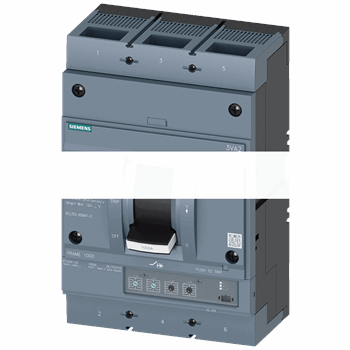 CIRCUIT BREAKER 3VA2 IEC FRAME 1000 BREAKING CAPACITY CLASS C ICU=110KA @ 415 V 3-POLE, LINE PROTECTION ETU330, LIG, IN=800A