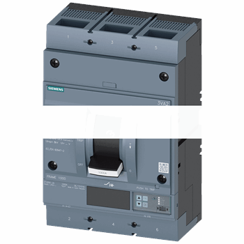 CIRCUIT BREAKER 3VA2 IEC FRAME 1000 BREAKING CAPACITY CLASS C ICU=110KA @ 415 V 3-POLE, LINE PROTECTION ETU550, LSI, IN=800A