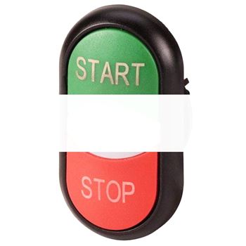 Двойная кнопка с сигнальной лампой с обозначением START, STOP, цвет белый/черный,  M22-DDL-WS-GB1/GB0