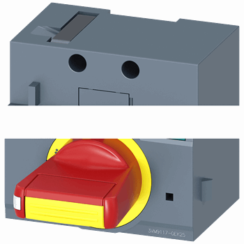 FRONT MOUNTED ROTARY OPERATOR EMERGENCY-OFF WITH DOOR INTERLOCKING IEC IP30/40 ACCESSORY FOR 3VM 160