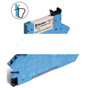 Интерфейсные модули реле Электромеханические реле, Безвинтовые зажимные клеммы, Контакты AgSnO2, 1 группа конт.6A, 24V AC/DC