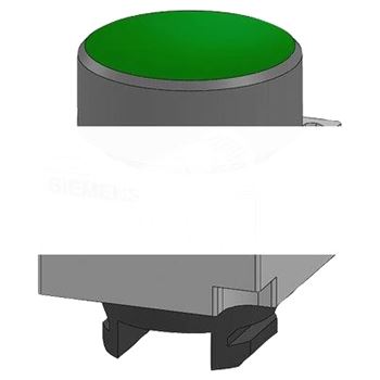 Кнопка плоская с фиксацией зеленая металлическая