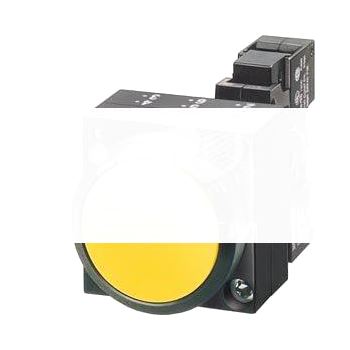 КОМПЛЕКТНОЕ УСТРОЙСТВО ROUND, PLASTIC PUSHBUTTON WITH FLAT PUSHBUTTON YELLOW, 1NO+1NC SPRING-LOADED TERMINAL