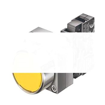 КОМПЛЕКТНОЕ УСТРОЙСТВО,  ROUND PUSHBUTTON С ПЛОСКОЙ КНОПКОЙ  YELLOW, 1NO+1NC С ДЕРЖАТЕЛЕМ , METAL С ПРУЖИННЫМИ КОНТАКТАМИ