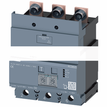 МОДУЛЬ УЗО RCD820 РАСШИРЕННЫЙ ТИП УЗО ТИП A УСТАНОВКА СНИЗУ РЕГУЛИР. 0,03...30A ПРИ 50/60 ГЦ РЕГУЛИР. TV 0...10000МСЕК 3-ПОЛ