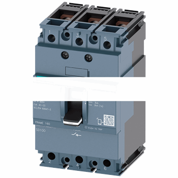 РАЗЪЕДИНИТЕЛЬ НАГРУЗКИ 3VA1 IEC ТИПОРАЗМЕР 160 3-ПОЛЮС. SD100, IN=100A БЕЗ ЗАЩИТЫ ОТ ПЕРЕГРУЗКИ БЕЗ ЗАЩИТЫ ОТ ТОКА КЗ ШИННОЕ