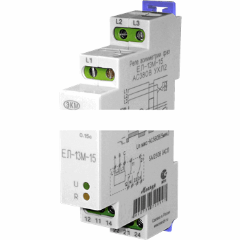 Реле напряжения ЕЛ-13М-15 380В 50Гц 1модуль DIN-рейка УХЛ4