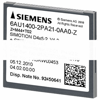 SIMOTION DRIVE-BASED 1 GB COMPACT FLASH CARD      D4X5-2, SINAMICS DRIVE SOFTWARE V4.X AND SIMOTION KERNEL FOR SIMOTION D4X5