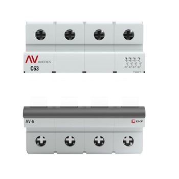 Выключатель автоматический AV-6 4P 20A (B) 6кА AVERES