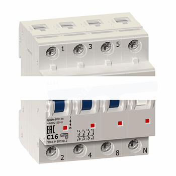 Выключатель автоматический четырехполюсный 3+N BM63-4NC50-УХЛ3