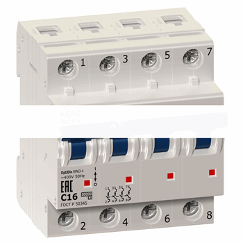 Выключатель автоматический четырехполюсный OptiDin BM63-4D63-УХЛ3