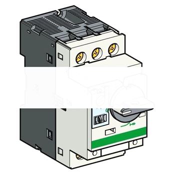 Выключатель автоматический для защиты электродвигателей 4-6.3А GV2 управление ручкой винтовые зажимы +1но/1нз фронтальный